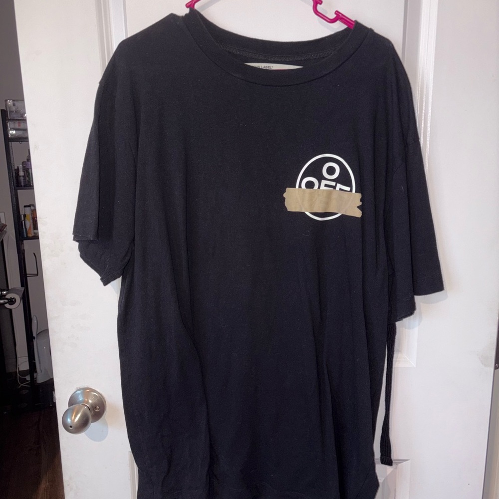 Off-White Black Tee with Beige Accent